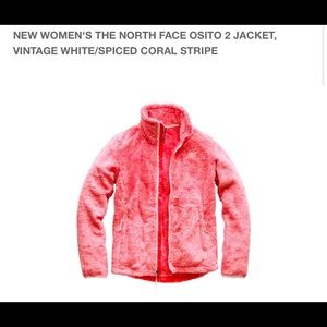 North Face Osito 2 Jacket. Coral and White